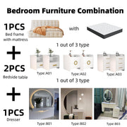 AAH Home Bedroom Furniture Bed Frame with Mattress Bedside table Dresser