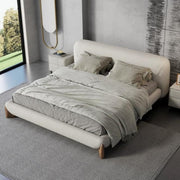 AAH Home Light Luxury Fleece Fabric Wrap Bed Frame for Bedroom Without Mattress