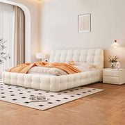 AAH Home Light Luxury Fleece Fabric Wrap Bed Frame for Bedroom Without Mattress