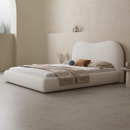 AAH Home Light Luxury Fleece Fabric Wrap Bed Frame for Bedroom Without Mattress