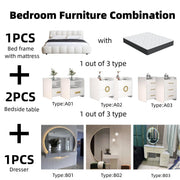 AAH Home Bedroom Furniture Bed Frame with Mattress Bedside table Dresser