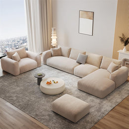 AAH Home Fleece Fabric Overstuffed Multifunction Sofa set for Livingroom Office