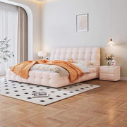 AAH Home Light Luxury Fleece Fabric Wrap Bed Frame for Bedroom Without Mattress