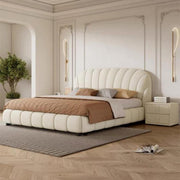 AAH Home Light Luxury Fleece Fabric Wrap Bed Frame for Bedroom Without Mattress