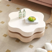 AAH Home Cream-style Coffee Table, Cute White Modern Tea Table, Irregular Indoor End Table for Living Room
