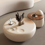 AAH Home Cream-style Coffee Table, Cute White Modern Tea Table, Irregular Indoor End Table for Living Room