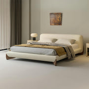 AAH Home Light Luxury Fleece Fabric Wrap Bed Frame for Bedroom Without Mattress