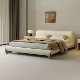 AAH Home Light Luxury Fleece Fabric Wrap Bed Frame for Bedroom Without Mattress