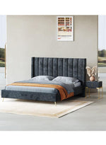 AAH Home Bed Frame Modern Velvet King Queen Size for bedroom Without Mattress AAH HOME