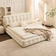 AAH Home Light Luxury Fleece Fabric Wrap Bed Frame for Bedroom Without Mattress