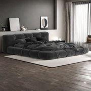 AAH Home Bed Frame Modern Velvet King Queen Size for bedroom Without Mattress