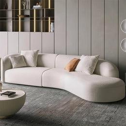 AAH Home Fleece Fabric Overstuffed Multifunction Arc-shaped Sofa set for Livingroom Office AAH HOME