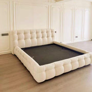 AAH Home Light Luxury Fleece Fabric Wrap Bed Frame for Bedroom Without Mattress