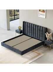 AAH Home Bed Frame Modern Velvet King Queen Size for bedroom Without Mattress AAH HOME
