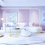 AAH Home Fleece Fabric Overstuffed Multifunction Arc-shaped Sofa set for Livingroom Office AAH HOME