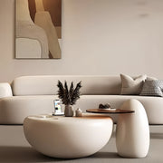 AAH Home Cream-style Coffee Table, Cute White Modern Tea Table, Irregular Indoor End Table for Living Room