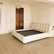 AAH Home Light Luxury Fleece Fabric Wrap Bed Frame for Bedroom Without Mattress