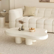 AAH Home Cream-style Coffee Table, Cute White Modern Tea Table, Irregular Indoor End Table for Living Room