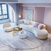 AAH Home Fleece Fabric Overstuffed Multifunction Arc-shaped Sofa set for Livingroom Office AAH HOME