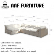 AAH Home Light Luxury Linen Cotton  Fabric Cloud Shaped Sofa set for Livingroom