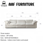 AAH Home Light Luxury Linen Cotton  Fabric Cloud Shaped Sofa set for Livingroom