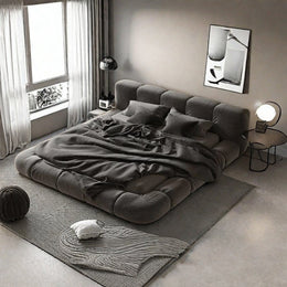 AAH Home Bed Frame Modern Velvet King Queen Size for bedroom Without Mattress