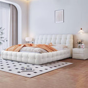 AAH Home Light Luxury Fleece Fabric Wrap Bed Frame for Bedroom Without Mattress