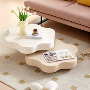 AAH Home Cream-style Coffee Table, Cute White Modern Tea Table, Irregular Indoor End Table for Living Room