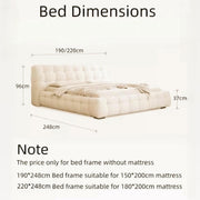 AAH Home Light Luxury Fleece Fabric Wrap Bed Frame for Bedroom Without Mattress
