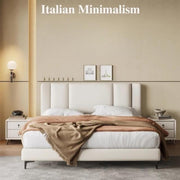 AAH Home Light Luxury Modern  Leather Wrap Bed Frame for Bedroom Without Mattress