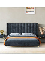 AAH Home Bed Frame Modern Velvet King Queen Size for bedroom Without Mattress AAH HOME
