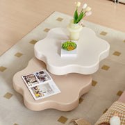 AAH Home Cream-style Coffee Table, Cute White Modern Tea Table, Irregular Indoor End Table for Living Room