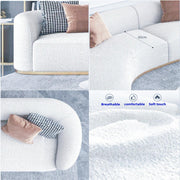 AAH Home Fleece Fabric Overstuffed Multifunction Arc-shaped Sofa set for Livingroom Office AAH HOME