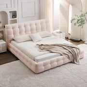 AAH Home Light Luxury Fleece Fabric Wrap Bed Frame for Bedroom Without Mattress