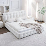 AAH Home Light Luxury Fleece Fabric Wrap Bed Frame for Bedroom Without Mattress