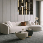 AAH Home Fleece Fabric Overstuffed Multifunction Arc-shaped Sofa set for Livingroom Office AAH HOME