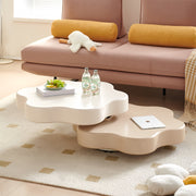 AAH Home Cream-style Coffee Table, Cute White Modern Tea Table, Irregular Indoor End Table for Living Room