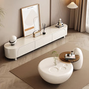 AAH Home Cream-style Coffee Table, Cute White Modern Tea Table, Irregular Indoor End Table for Living Room