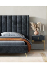 AAH Home Bed Frame Modern Velvet King Queen Size for bedroom Without Mattress AAH HOME