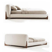 AAH Home Light Luxury Fleece Fabric Wrap Bed Frame for Bedroom Without Mattress