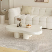 AAH Home Cream-style Coffee Table, Cute White Modern Tea Table, Irregular Indoor End Table for Living Room