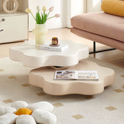 AAH Home Cream-style Coffee Table, Cute White Modern Tea Table, Irregular Indoor End Table for Living Room