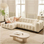 AAH Home Fleece Fabric Overstuffed Multifunction Cloud L-shaped Sofa Chair set for Livingroom Office AAH HOME