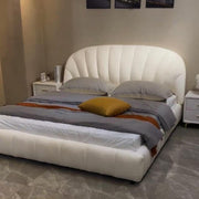 AAH Home Light Luxury Fleece Fabric Wrap Bed Frame for Bedroom Without Mattress