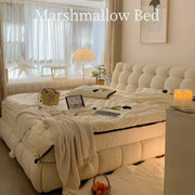 AAH Home Light Luxury Fleece Fabric Wrap Bed Frame for Bedroom Without Mattress