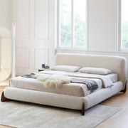 AAH Home Light Luxury Fleece Fabric Wrap Bed Frame for Bedroom Without Mattress