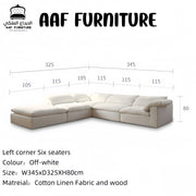 AAH Home Light Luxury Linen Cotton  Fabric Cloud Shaped Sofa set for Livingroom