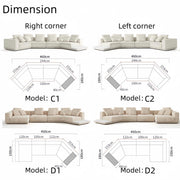AAH Home Light Luxury Linen Cotton  Fabric Cloud Shaped Sofa set for Livingroom