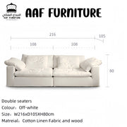 AAH Home Light Luxury Linen Cotton  Fabric Cloud Shaped Sofa set for Livingroom