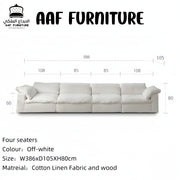 AAH Home Light Luxury Linen Cotton  Fabric Cloud Shaped Sofa set for Livingroom